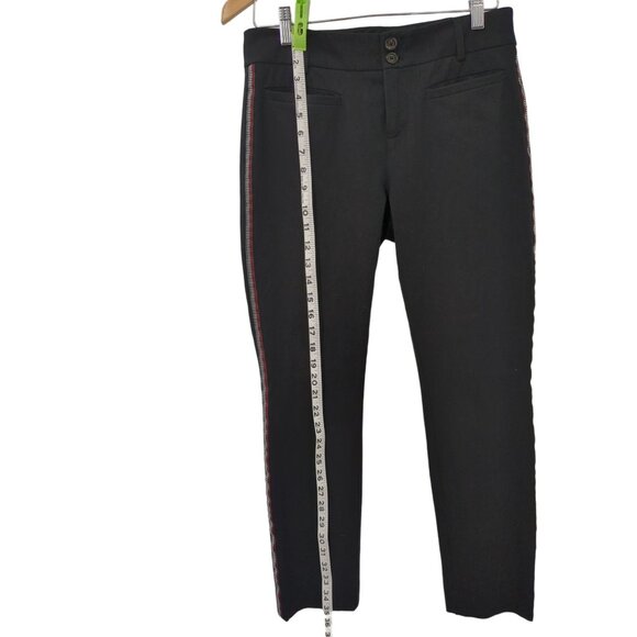 Anthropologie The Essential Slim Trouser Pants Womens 4 Black Side Stripe Retro - Picture 8 of 9